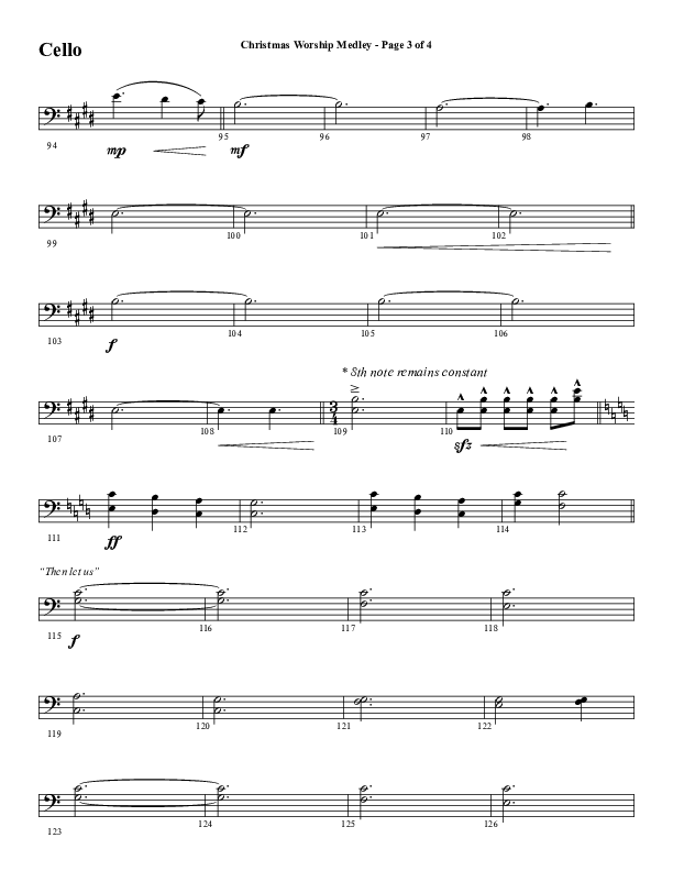 Christmas Worship Medley with Come Thou Long Expected Jesus, Great Are You Lord, The First Noel (Choral Anthem SATB) Cello (Word Music Choral / Arr. Cliff Duren)