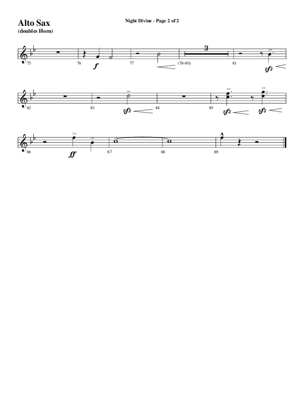 Night Divine (Choral Anthem SATB) Alto Sax (Word Music Choral / Arr. Cliff Duren)