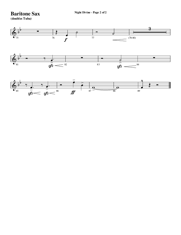 Night Divine (Choral Anthem SATB) Bari Sax (Word Music Choral / Arr. Cliff Duren)