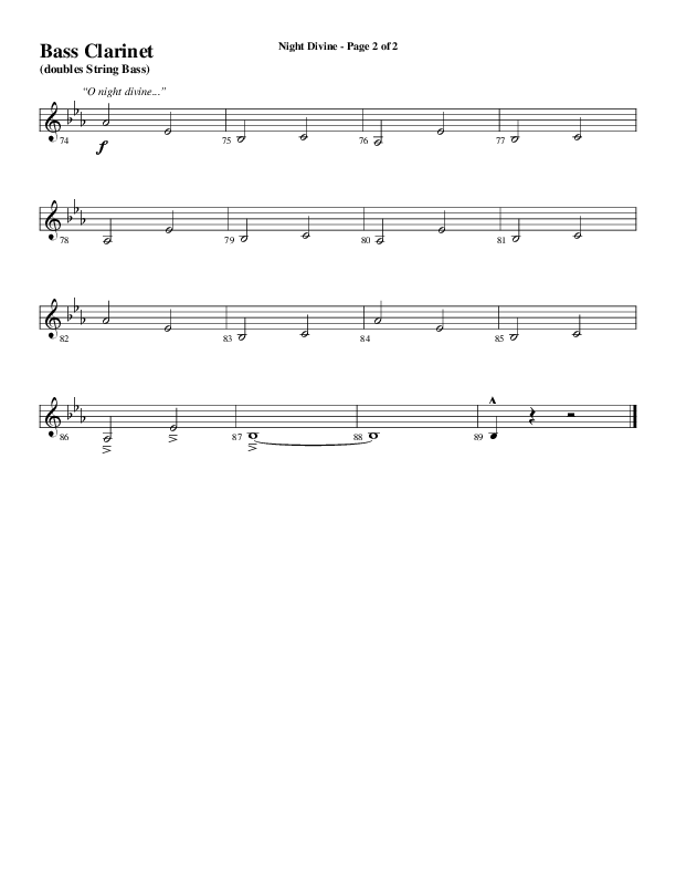Night Divine (Choral Anthem SATB) Bass Clarinet (Word Music Choral / Arr. Cliff Duren)