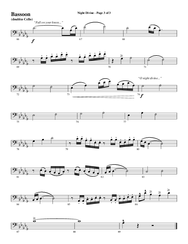 Night Divine (Choral Anthem SATB) Bassoon (Word Music Choral / Arr. Cliff Duren)