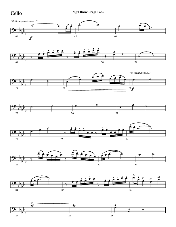 Night Divine (Choral Anthem SATB) Cello (Word Music Choral / Arr. Cliff Duren)