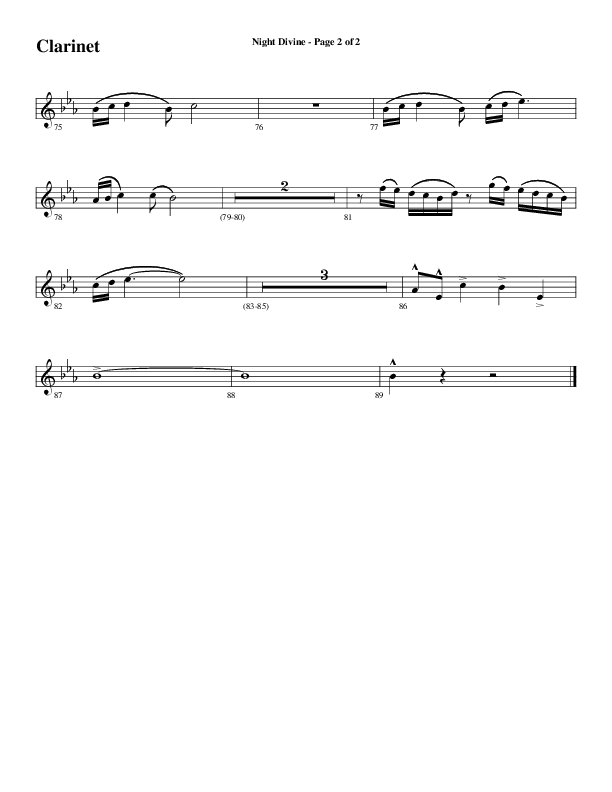 Night Divine (Choral Anthem SATB) Clarinet (Word Music Choral / Arr. Cliff Duren)