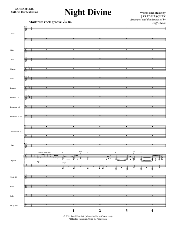 Night Divine (Choral Anthem SATB) Orchestration (Word Music Choral / Arr. Cliff Duren)