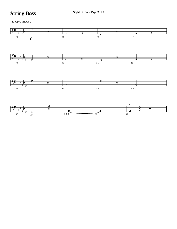 Night Divine (Choral Anthem SATB) Double Bass (Word Music Choral / Arr. Cliff Duren)