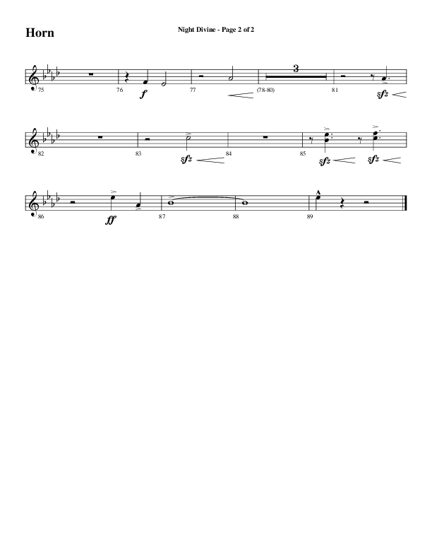 Night Divine (Choral Anthem SATB) French Horn (Word Music Choral / Arr. Cliff Duren)