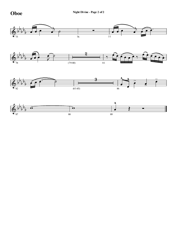 Night Divine (Choral Anthem SATB) Oboe (Word Music Choral / Arr. Cliff Duren)