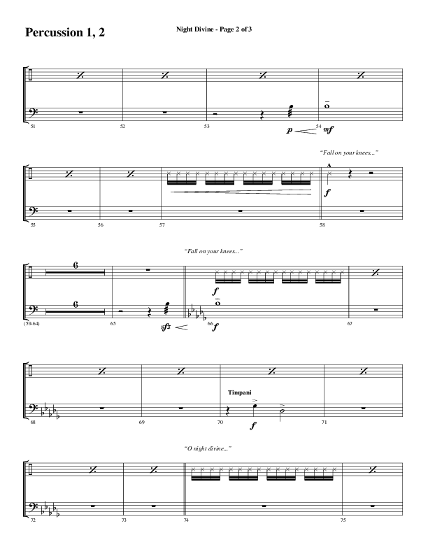 Night Divine (Choral Anthem SATB) Percussion 1/2 (Word Music Choral / Arr. Cliff Duren)