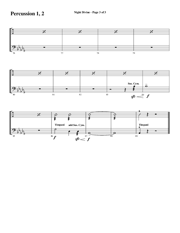 Night Divine (Choral Anthem SATB) Percussion 1/2 (Word Music Choral / Arr. Cliff Duren)