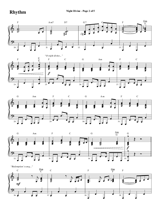 Night Divine (Choral Anthem SATB) Rhythm Chart (Word Music Choral / Arr. Cliff Duren)