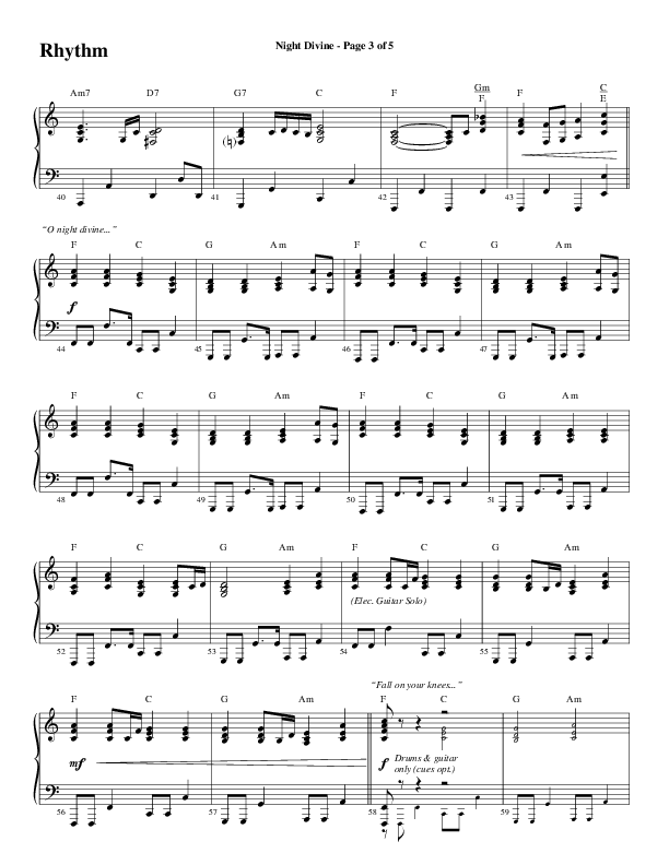 Night Divine (Choral Anthem SATB) Rhythm Chart (Word Music Choral / Arr. Cliff Duren)