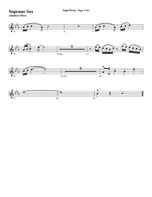 Night Divine (Choral Anthem SATB) Soprano Sax (Word Music Choral / Arr. Cliff Duren)