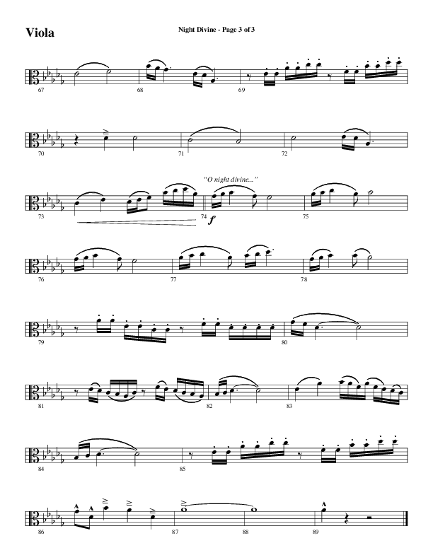 Night Divine (Choral Anthem SATB) Viola (Word Music Choral / Arr. Cliff Duren)
