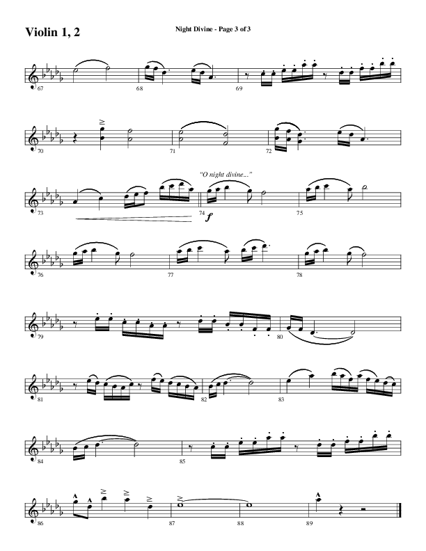 Night Divine (Choral Anthem SATB) Violin 1/2 (Word Music Choral / Arr. Cliff Duren)