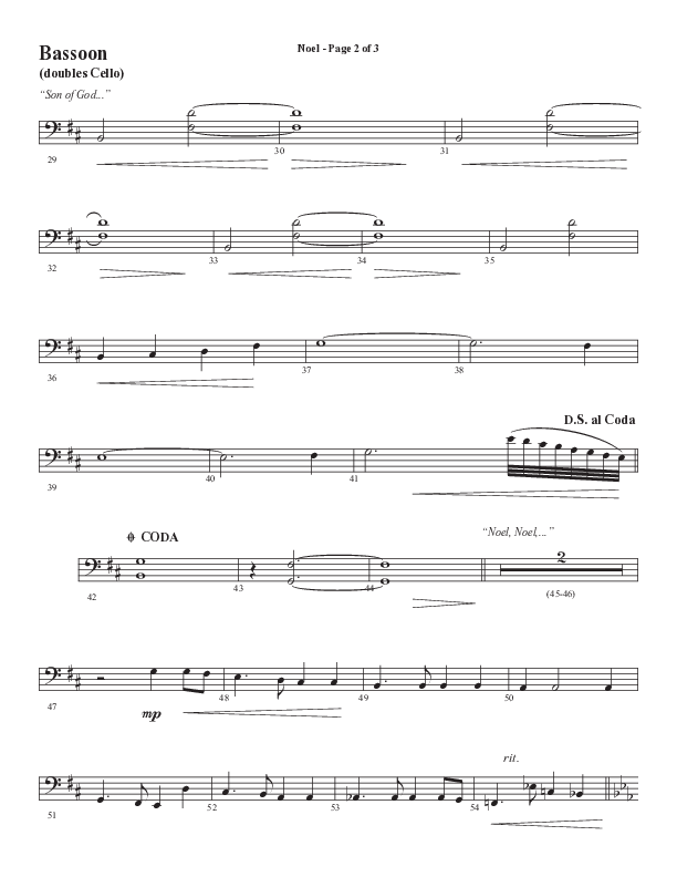 Noel (Choral Anthem SATB) Bassoon (Word Music Choral / Arr. Jay Rouse)
