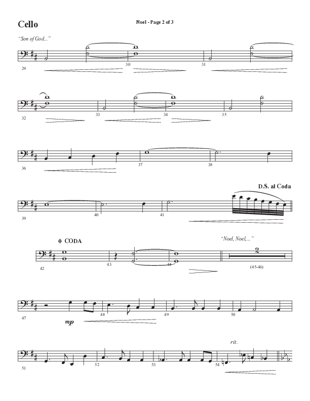 Noel (Choral Anthem SATB) Cello (Word Music Choral / Arr. Jay Rouse)