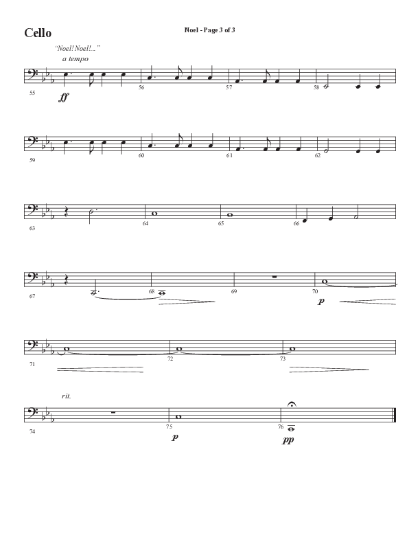 Noel (Choral Anthem SATB) Cello (Word Music Choral / Arr. Jay Rouse)