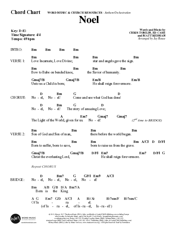 Noel (Choral Anthem SATB) Chord Chart (Word Music Choral / Arr. Jay Rouse)