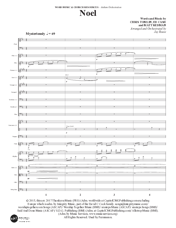 Noel (Choral Anthem SATB) Orchestration (Word Music Choral / Arr. Jay Rouse)