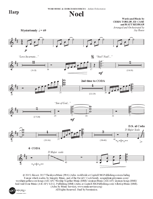 Noel (Choral Anthem SATB) Harp (Word Music Choral / Arr. Jay Rouse)