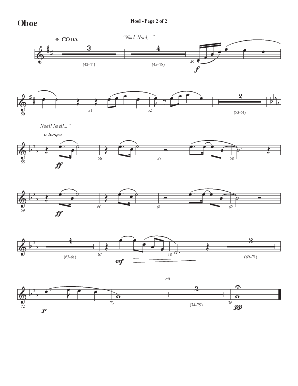 Noel (Choral Anthem SATB) Oboe (Word Music Choral / Arr. Jay Rouse)