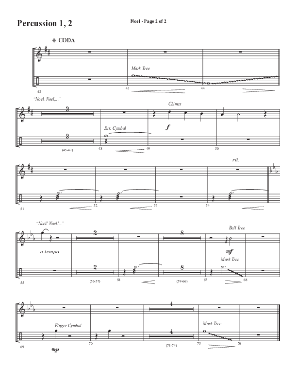 Noel (Choral Anthem SATB) Percussion 1/2 (Word Music Choral / Arr. Jay Rouse)