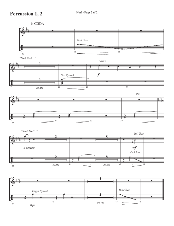 Noel (Choral Anthem SATB) Percussion 1/2 (Word Music Choral / Arr. Jay Rouse)