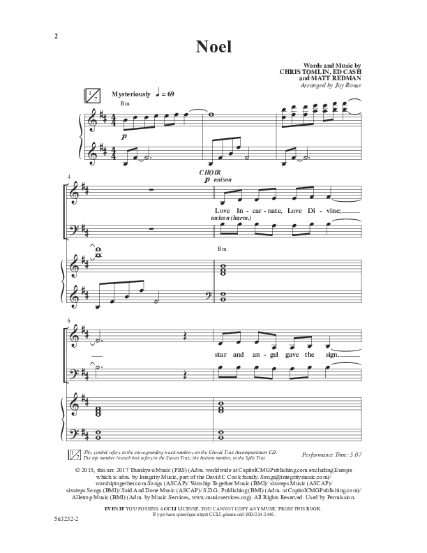 Noel (Choral Anthem SATB) Anthem (SATB/Piano) (Word Music Choral / Arr. Jay Rouse)