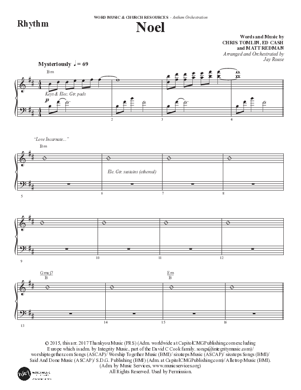 Noel (Choral Anthem SATB) Rhythm Chart (Word Music Choral / Arr. Jay Rouse)