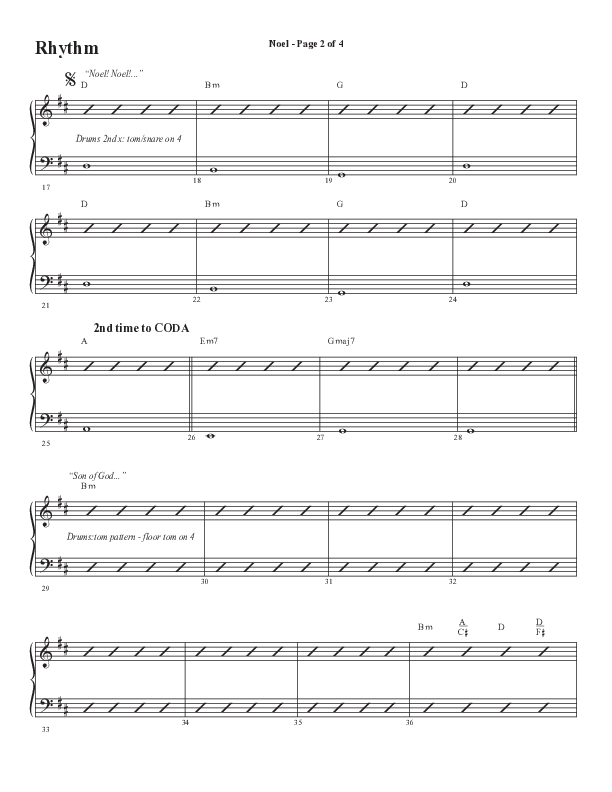 Noel (Choral Anthem SATB) Rhythm Chart (Word Music Choral / Arr. Jay Rouse)