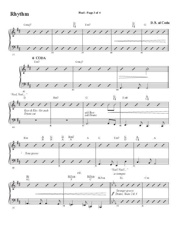 Noel (Choral Anthem SATB) Rhythm Chart (Word Music Choral / Arr. Jay Rouse)