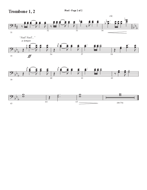 Noel (Choral Anthem SATB) Trombone 1/2 (Word Music Choral / Arr. Jay Rouse)