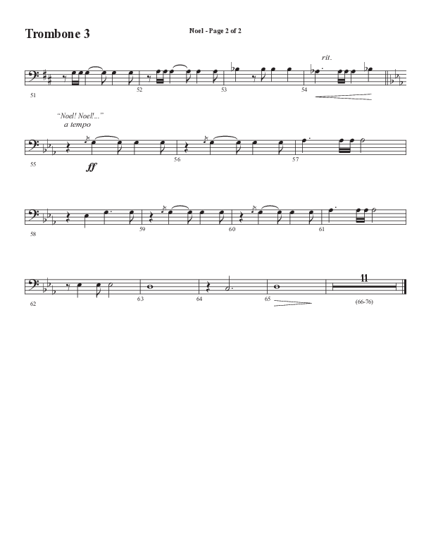 Noel (Choral Anthem SATB) Trombone 3 (Word Music Choral / Arr. Jay Rouse)
