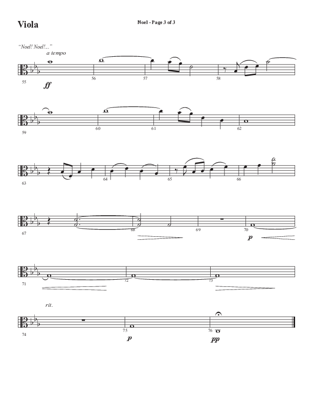 Noel (Choral Anthem SATB) Viola (Word Music Choral / Arr. Jay Rouse)