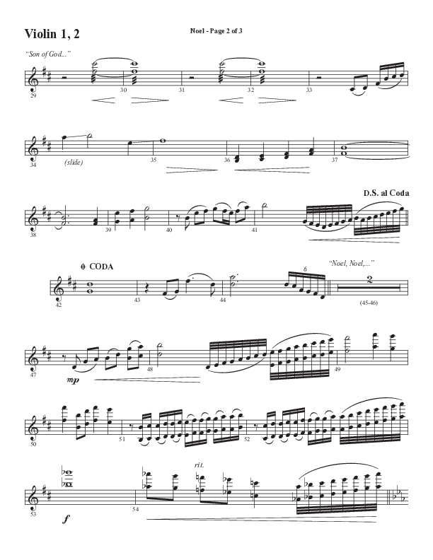 Noel (Choral Anthem SATB) Violin 1/2 (Word Music Choral / Arr. Jay Rouse)