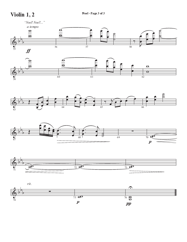 Noel (Choral Anthem SATB) Violin 1/2 (Word Music Choral / Arr. Jay Rouse)