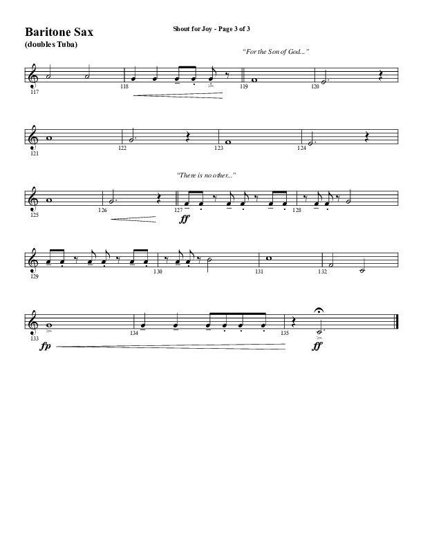 Shout For Joy (Choral Anthem SATB) Bari Sax (Word Music Choral / Arr. Joshua Spacht)