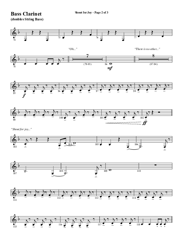 Shout For Joy (Choral Anthem SATB) Bass Clarinet (Word Music Choral / Arr. Joshua Spacht)