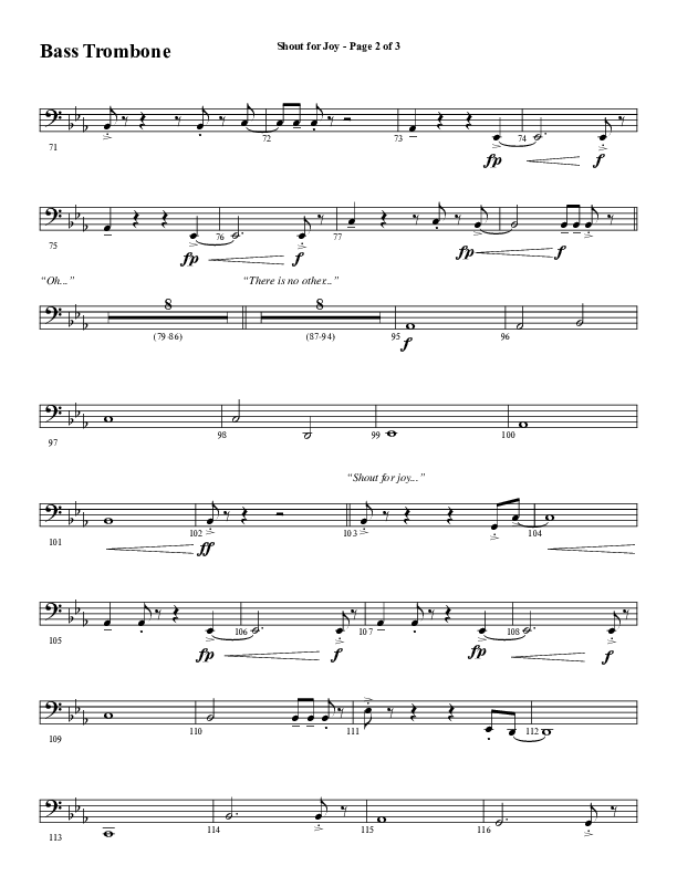 Shout For Joy (Choral Anthem SATB) Bass Trombone (Word Music Choral / Arr. Joshua Spacht)