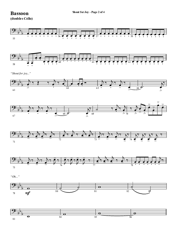 Shout For Joy (Choral Anthem SATB) Bassoon (Word Music Choral / Arr. Joshua Spacht)