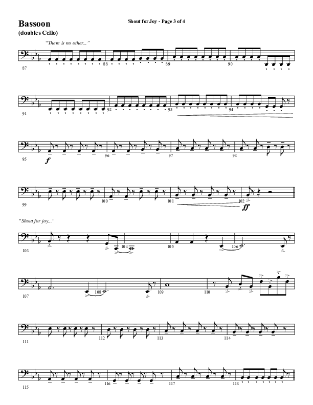 Shout For Joy (Choral Anthem SATB) Bassoon (Word Music Choral / Arr. Joshua Spacht)