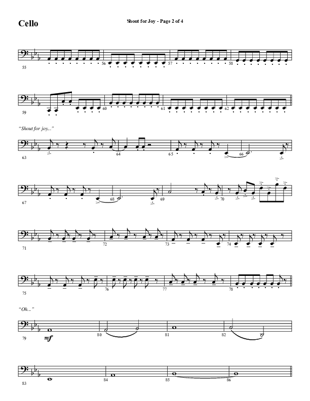 Shout For Joy (Choral Anthem SATB) Cello (Word Music Choral / Arr. Joshua Spacht)