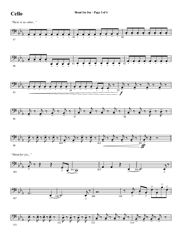 Shout For Joy (Choral Anthem SATB) Cello (Word Music Choral / Arr. Joshua Spacht)