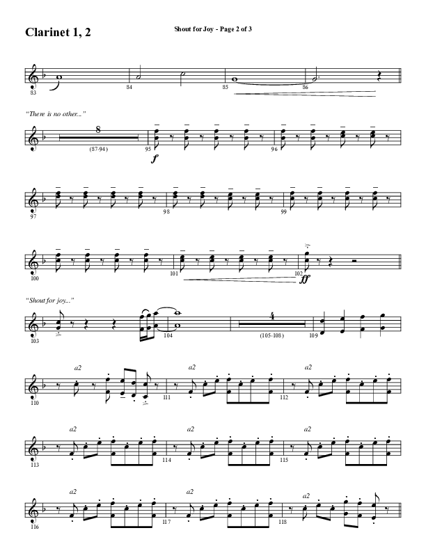 Shout For Joy (Choral Anthem SATB) Clarinet 1/2 (Word Music Choral / Arr. Joshua Spacht)