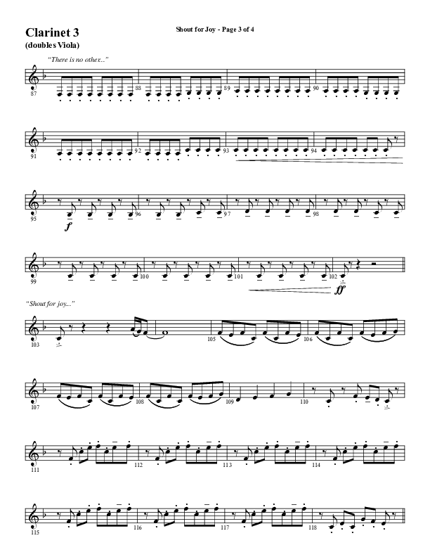 Shout For Joy (Choral Anthem SATB) Clarinet 3 (Word Music Choral / Arr. Joshua Spacht)