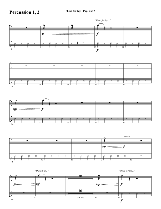 Shout For Joy (Choral Anthem SATB) Percussion 1/2 (Word Music Choral / Arr. Joshua Spacht)