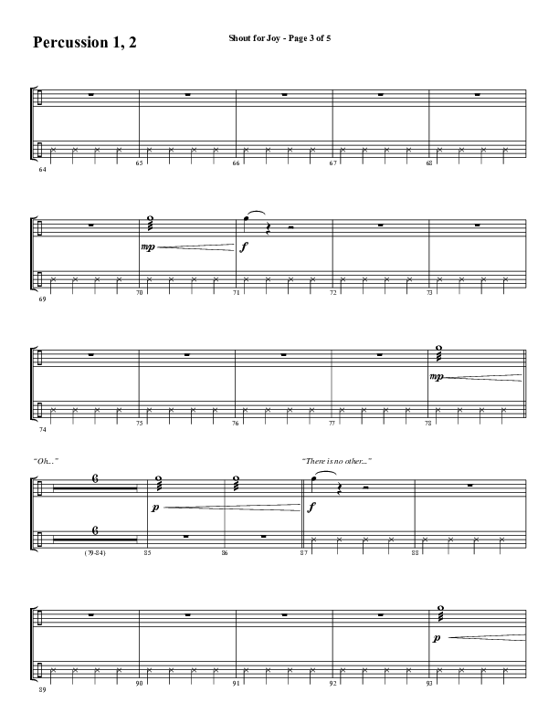 Shout For Joy (Choral Anthem SATB) Percussion 1/2 (Word Music Choral / Arr. Joshua Spacht)