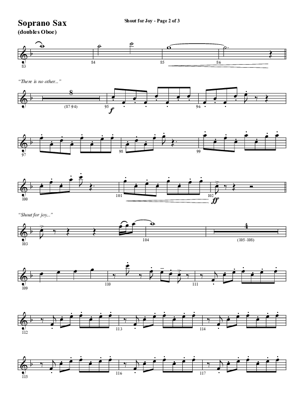 Shout For Joy (Choral Anthem SATB) Soprano Sax (Word Music Choral / Arr. Joshua Spacht)