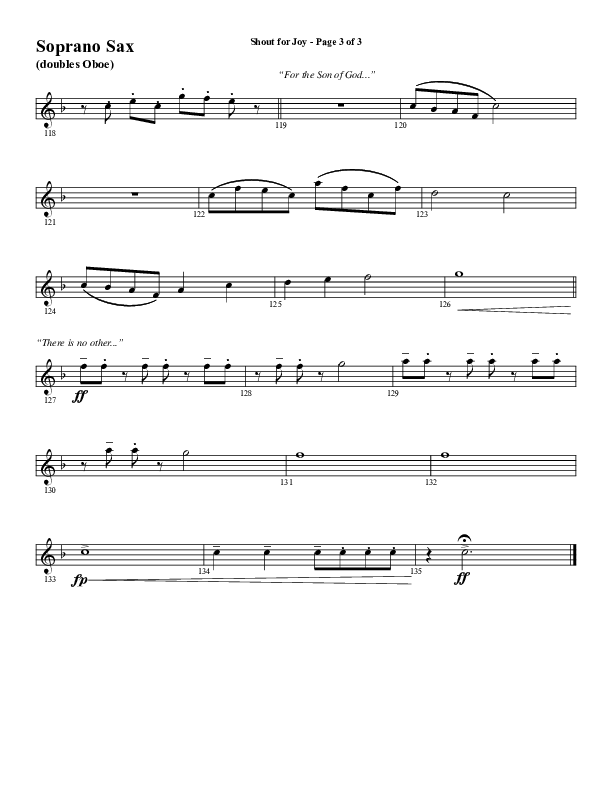 Shout For Joy (Choral Anthem SATB) Soprano Sax (Word Music Choral / Arr. Joshua Spacht)