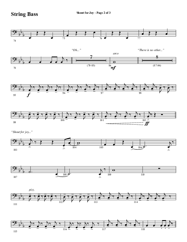 Shout For Joy (Choral Anthem SATB) String Bass (Word Music Choral / Arr. Joshua Spacht)